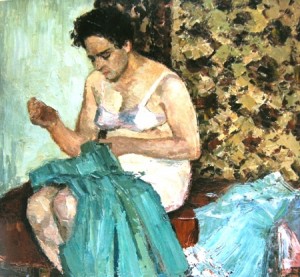 Евгений Александрович Вагнер. Портрет жены, 1973 г., картон, масло, 47х52