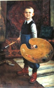  Евгений Александрович Вагнер. Портрет сына 1955, холст, масло. 152х95