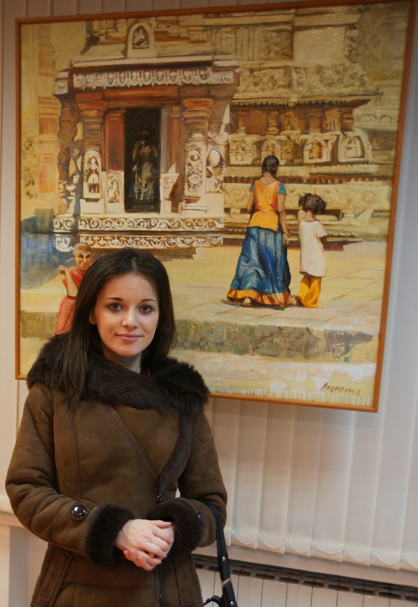 На выставке  Ольги Лисенковой  "Индия -- великое прошлое и сегодня" Культурный центр им. Джавахарлала Неру при  Посольстве Республики Индия в РФ 