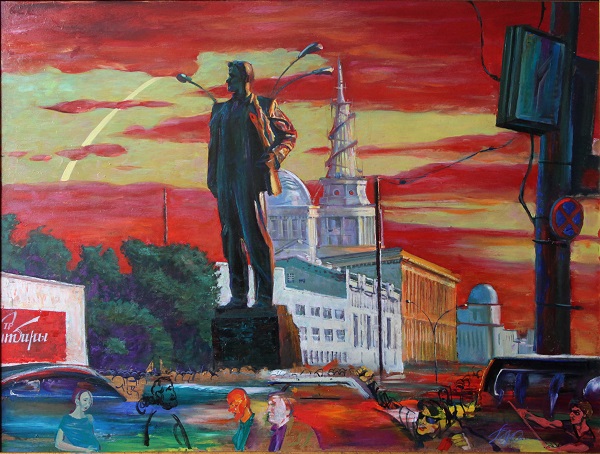 Художник  Г.В.Животов Маяковский и площадь, 2012 г. 
