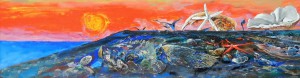 Виктор Орловский "На закате дня" (фрагмент картины) 2000 г. 50х148 холст, смешанная техника