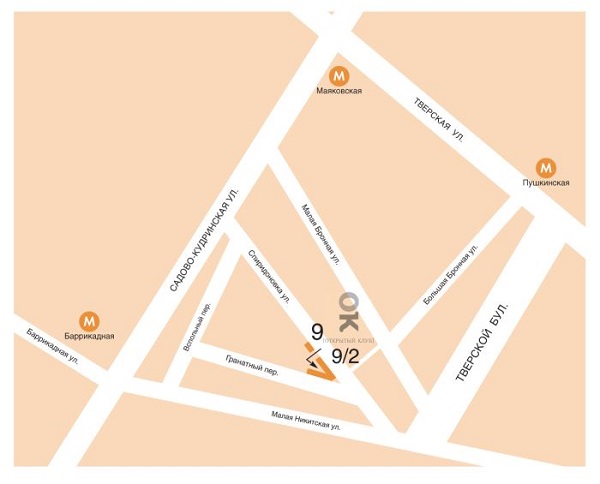 Карта проезда в галерею "Открытый клуб"  на Сперидоновке