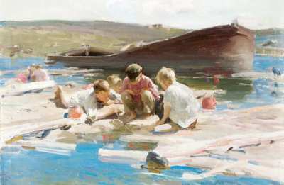 Абрам Архипов "Мальчики на реке" 1898 г.   АВА Gallery, Нью-Йорк 