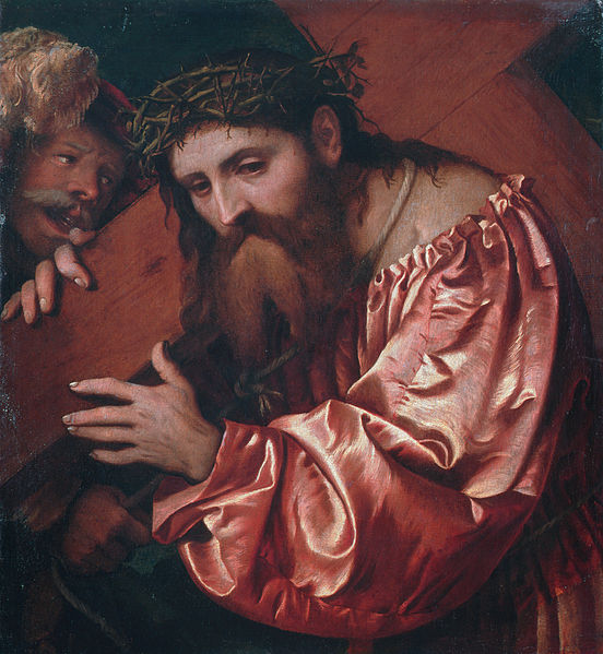 Джироламо Романино "Несение креста" 1582 г.  81х72 частная коллекция