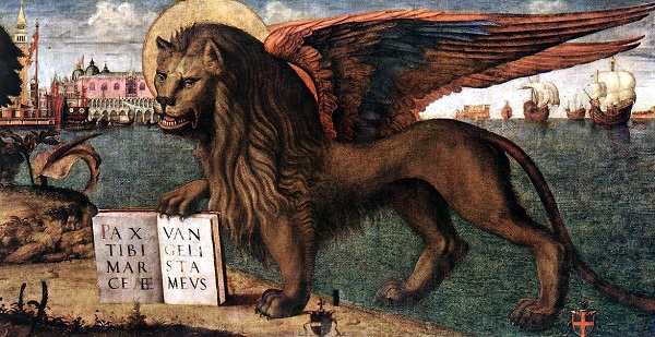 Лев святого Марка на картине Витторе Карпаччо Венеция. Палаццо дожей