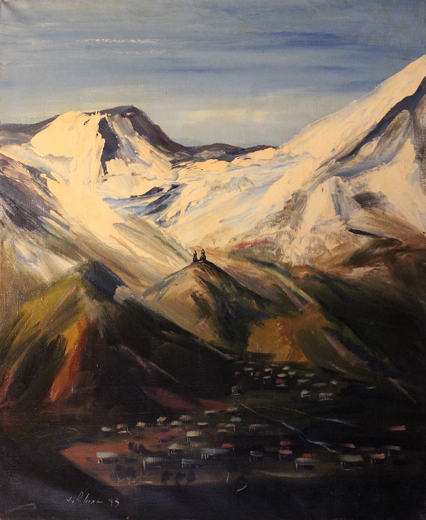 Анзор Чхаидзе  Кавказские горы  холст, масло  101х80 1992 г.  часть триптиха  