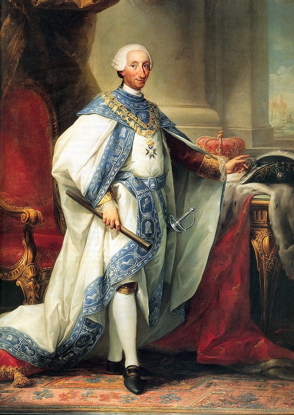 Карлос III  в костюме своего Ордена Картина представлена  в Королевском дворце в Мадриде (исп. Carlos III con el hábito de su Orden (Palacio Real de Madrid)