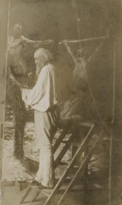 Художник Николай Ге за работой в мастерской  1892 г.
