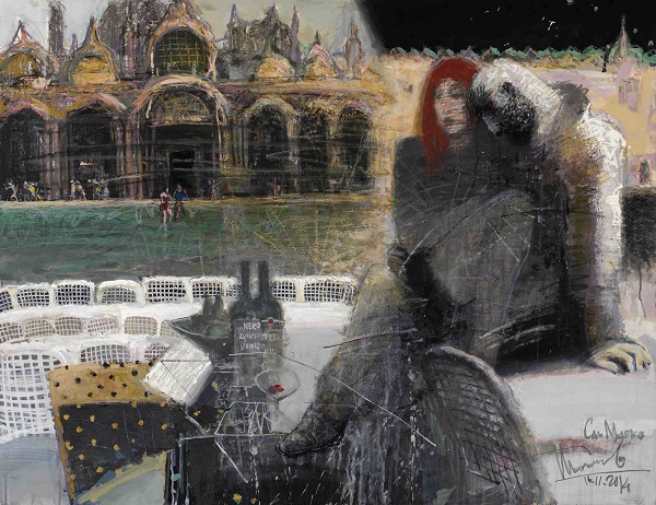 Дмитрий Иконников "Венеция. Наводнение" 2014 г.  бумага, смешанная техника 100х130 Courtesy of the East Meets West Gallery