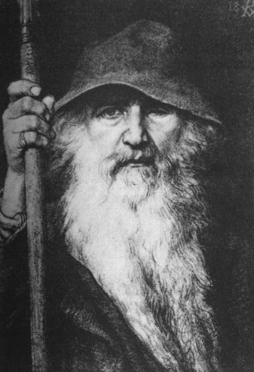 Георг фон Розен "Один-странник" 1886 г.  Один -- верховный бог, хозяин Вальхаллы, почитается как отец всех богов и людей