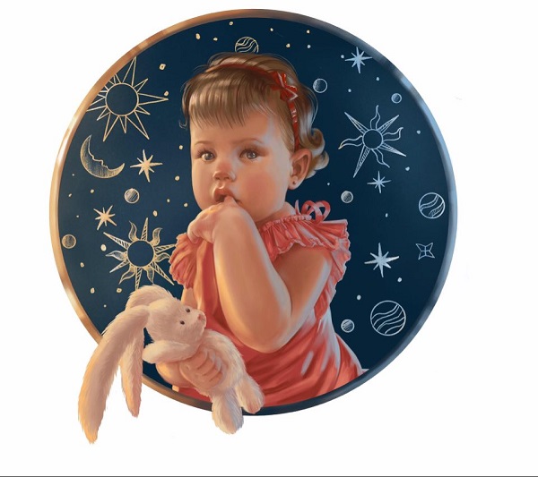 Даниэла Рябичева Новогодняя открытка "Олимпия с зайчиком" digital art 