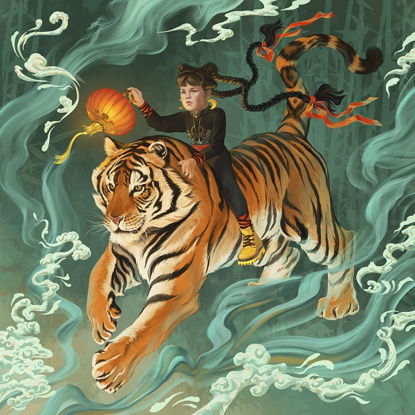 Даниэла Рябичева "Олимпия на тигре с китайским фонариком" диджитал арт  2022 г.