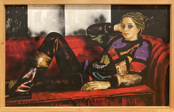 Таир Салахов "Варя на красном диване" 2003 г.  холст, масло 